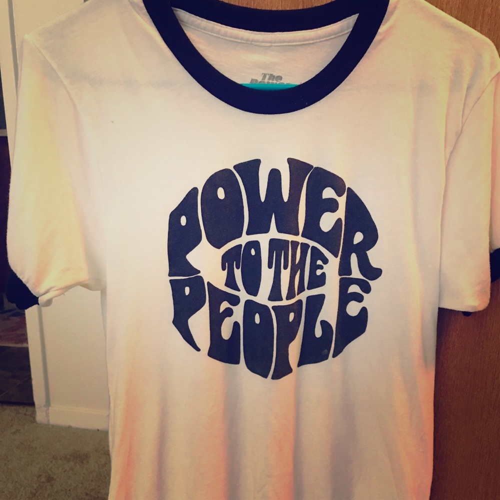 Power To The People Black Ringer Tee